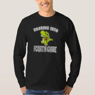 Vrålande in i fjärde klass Rex Dinosaur Tillbaka t Shirt