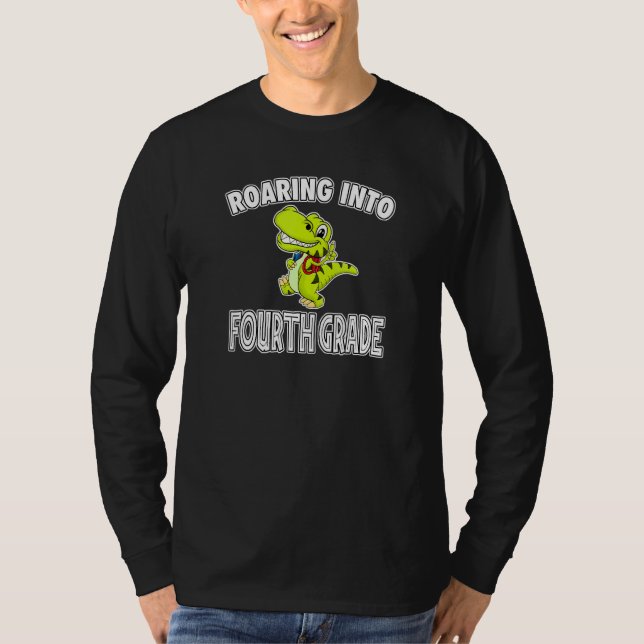 Vrålande in i fjärde klass Rex Dinosaur Tillbaka t Shirt (Framsida)