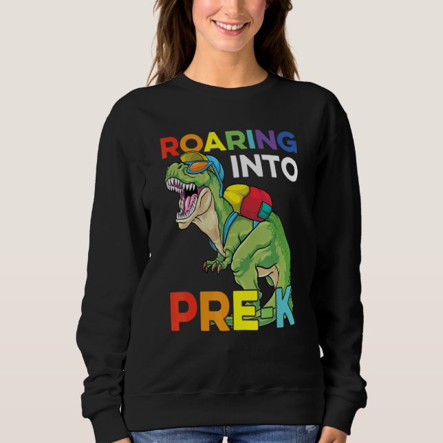 Vrålande in i förskola tillbaka till skolan dinosa t shirt (Framsida)