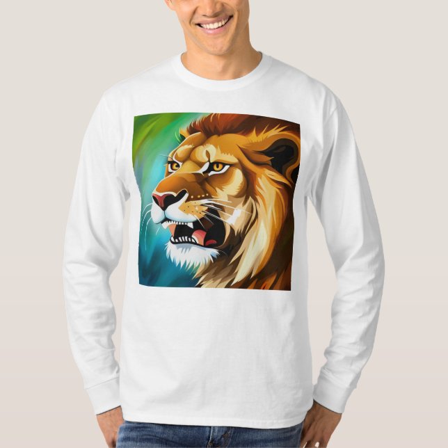 Vrålande Lejon Sidoposition Porträtt-57566 T Shirt (Framsida)