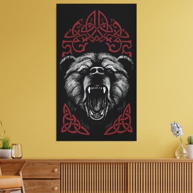 Vrålande Viking Björn Canvastryck (Insitu (Vardagsrum))