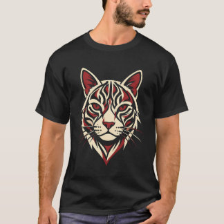 Vrålet från den tribala tigern: Geometrisk kattgra T Shirt