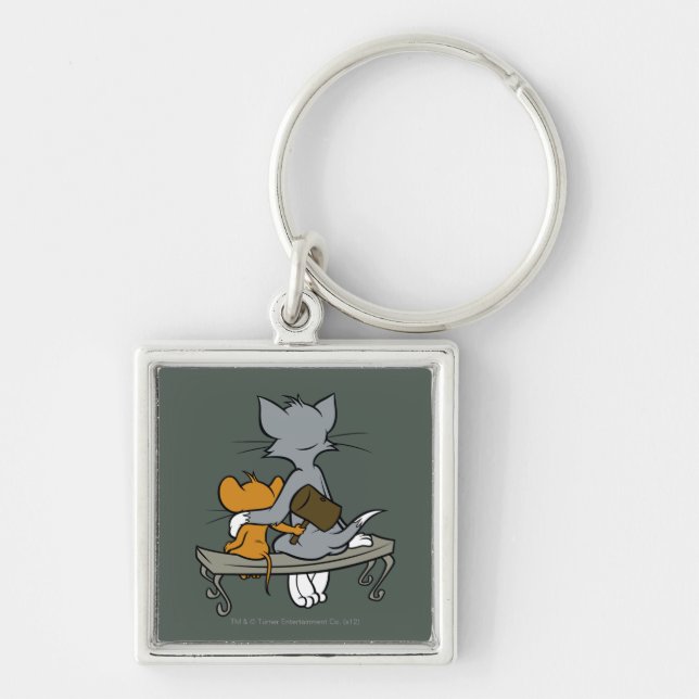 Vrid Fyrkantig Silverfärgad Nyckelring (Framsidan)