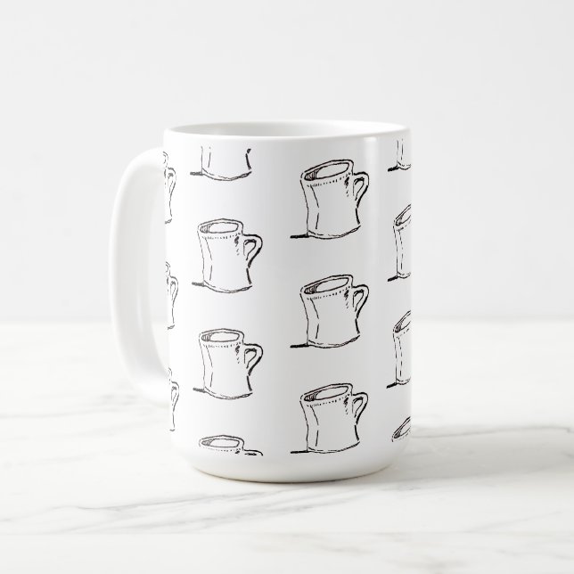 Vriden Böjbar Tecknad Kaffemugg på en Mugg (Framsida vänster)