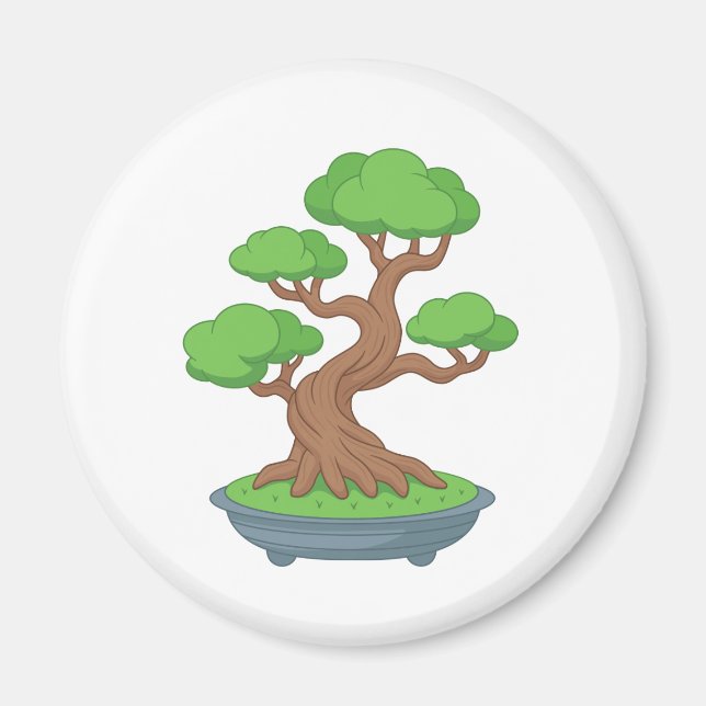Vriden japansk bonsai-träd magnet (Framsidan)