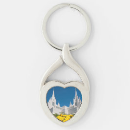 Vridet hjärtametallKeychain San Diego tempel Twisted Heart Silverfärgad Nyckelring