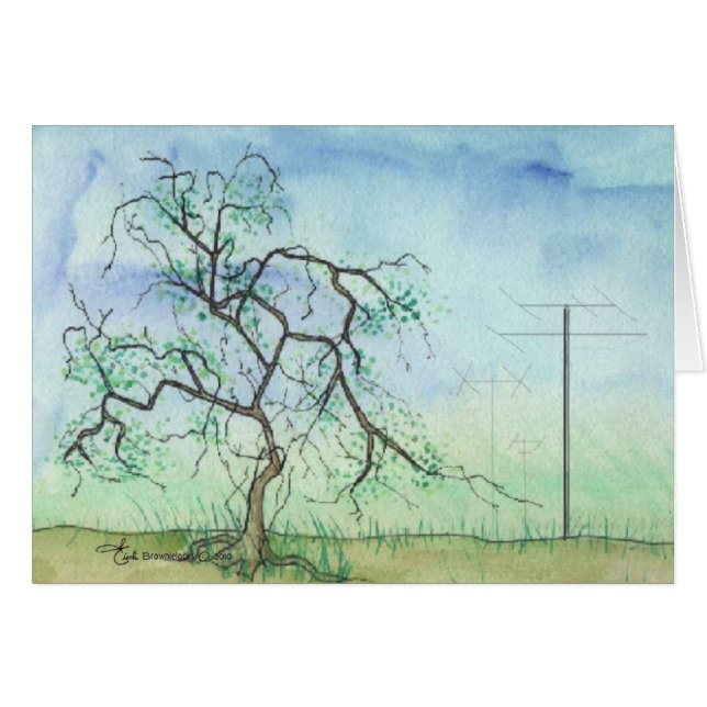 Vridet träd med 3 antenner hälsningskort (Framsidan Horizontal)