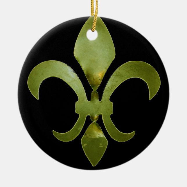 Vridna Fleur de Lis Smycka Julgransprydnad Keramik (Framsidan)