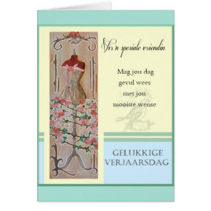 Vriendin för Gelukkige Verjaarsdag - Vir Hälsningskort