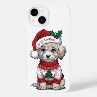 Vrolijk Kerstfeest Maltipoo-julkort