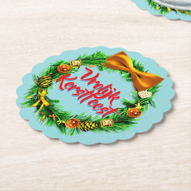 Vrolijk Kerstfest Dutch God jul Underlägg Papper (Vinklad)