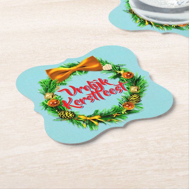 Vrolijk Kerstfest Dutch God jul Underlägg Papper (Vinklad)