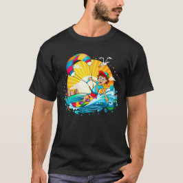 Vrolijke kite surfing illustratie. t shirt