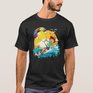 Vrolijke kite surfing illustratie.  t shirt