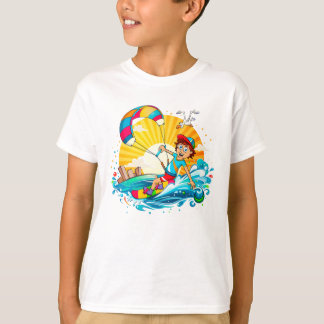 Vrolijke kite surfing illustratie. t shirt