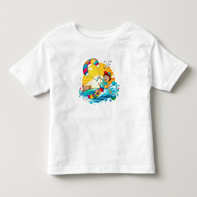 Vrolijke kite surfing illustratie.  t shirt (Framsida)