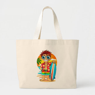 Vrolijke Surfer strand tas - Zomerse illustratie  Jumbo Tygkasse