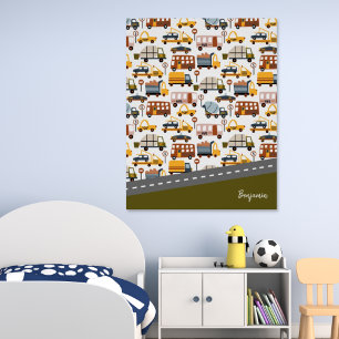 Vroom! Vroom! Car och Transport Mönster Boy Poster