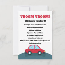 Vroom Vroom Cars Födelsedagsfest inbjudan