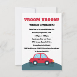 Vroom Vroom Cars Födelsedagsfest inbjudan