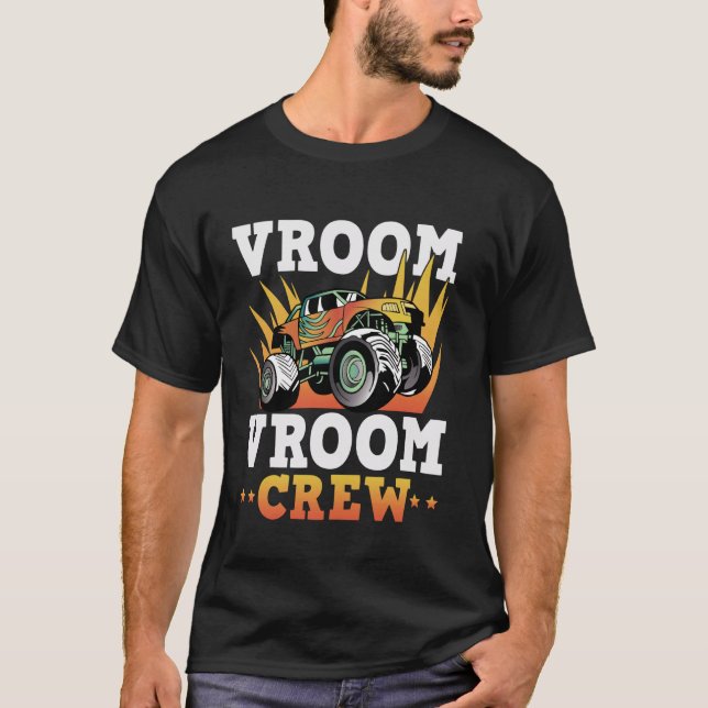 Vroom Vroom Crew Monstertruck Birthday T Shirt (Framsida)