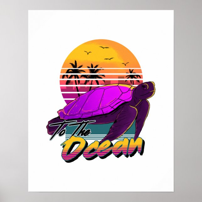 Vsco Girl Sea Turtle vaoirwave-estetik Poster (Framsidan)