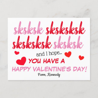 VSCO Girl sksksk Valentine Day Card Helg Vykort