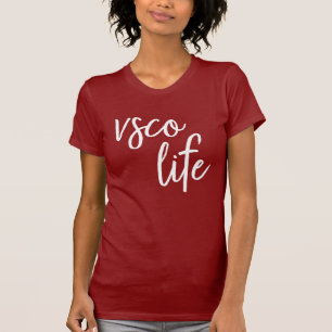 VSCO Life, Simple, Avslappnad, White on Burgundy T Shirt