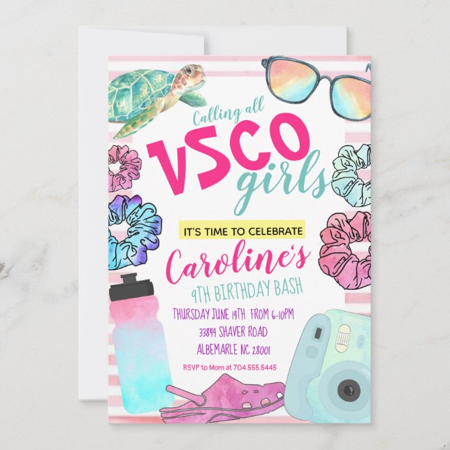 VSCO:s födelsedagsinbjudan, VSCO Flickfödelsedag Inbjudningar (Framsida)