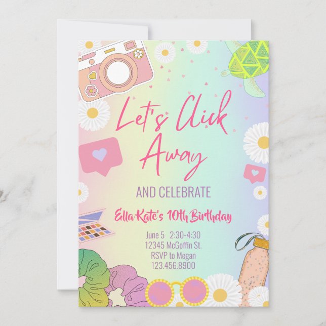 VSCO-tjej Pastell Tie Dye Tween Tonårstjej Fest Inbjudningar (Framsida)