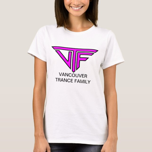 VTF-kvinnor (rosagränslogotyp med text) Tee Shirt (Framsida)