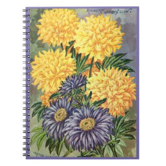 VTG Botaniskt asters & Coneflowers Spiral bärbar d Anteckningsbok