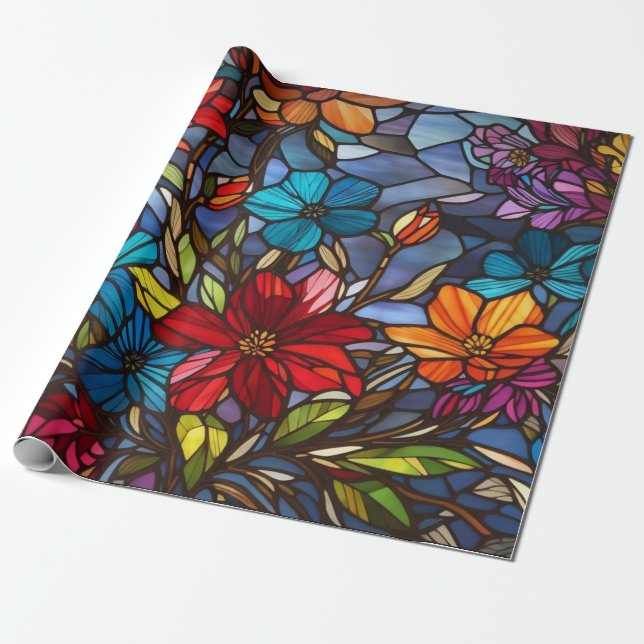 Vubrant färglös blommigt, manal intricate mönster presentpapper (Utrullad)