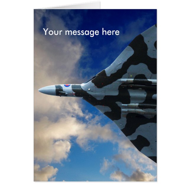 Vulcan bombplan i flyg hälsningskort (Framsidan)