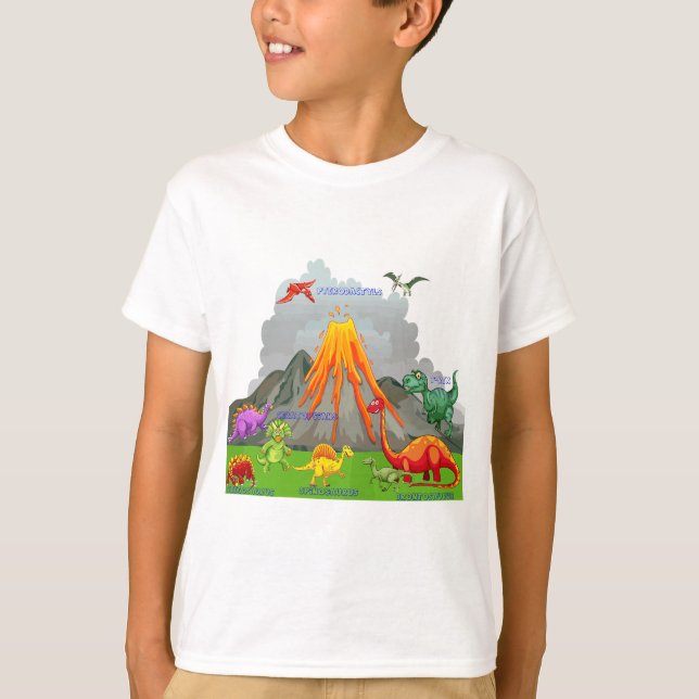 vulkanbergen i dinosaurierna före historiska lands t shirt (Framsida)
