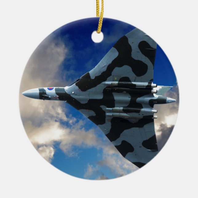 Vulkanbomber under flygning julgransprydnad keramik (Framsidan)