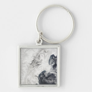 Vulkaner i centrala Kamchatka-Peninsulan Fyrkantig Silverfärgad Nyckelring