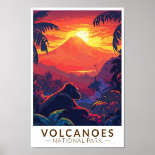 Vulkaners nationalpark Mountain Gorilla Travel Poster
