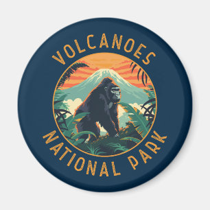 Vulkaners nationalpark Rwanda Retro Distress Magnet