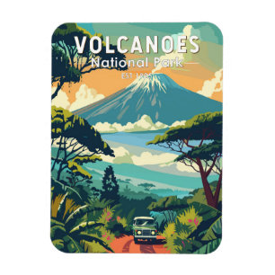 Vulkaners nationalpark Rwanda Travel Art Vintage Magnet