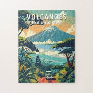 Vulkaners nationalpark Rwanda Travel Art Vintage Pussel
