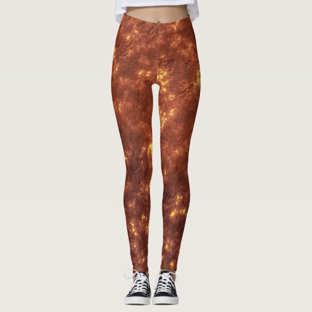 Vulkanisk hett lava planet yta leggings (Framsida)