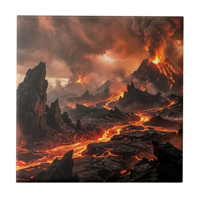 Vulkanisk lava kakelplatta (Framsidan)