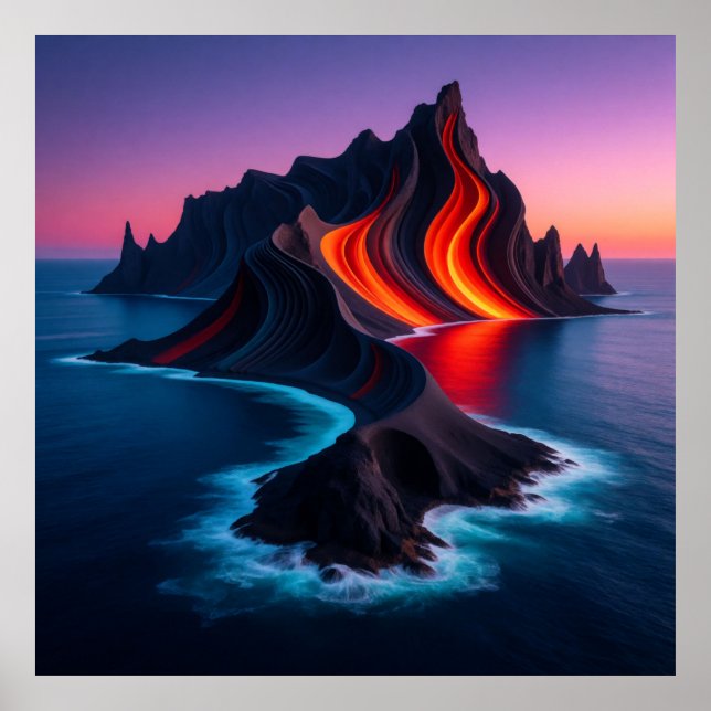 Vulkanisk ö i skymning 🌋 poster (Framsidan)