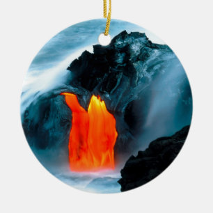 VulkanLavaflöde från Kilauea Hawaii Julgransprydnad Keramik