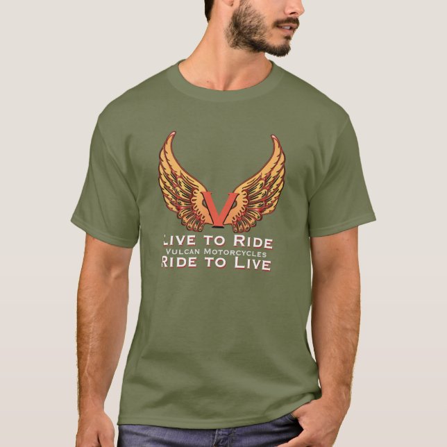 Vulkanmotorcykel - Levande Ride Ride till Live T Shirt (Framsida)