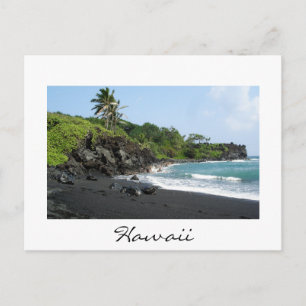 Vulkansvart sandstrand på hawaii-vitt vykort