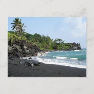 Vulkansvart sandstrand på Hawaii-vykort Vykort