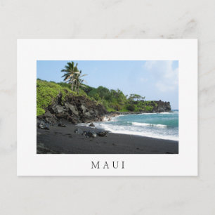 Vulkansvart sandstrand på Maui-vitt vykort