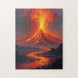 Vulkanutbrott lava het färgrik pussel